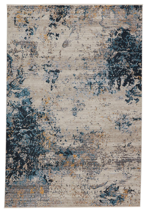 Jaipur Living Vibe by Jaipur Living Terrior Abstract Polyester Rug Vintage Distressed Textural Room Blue/Gold 7'10"X10'10" RUG149758