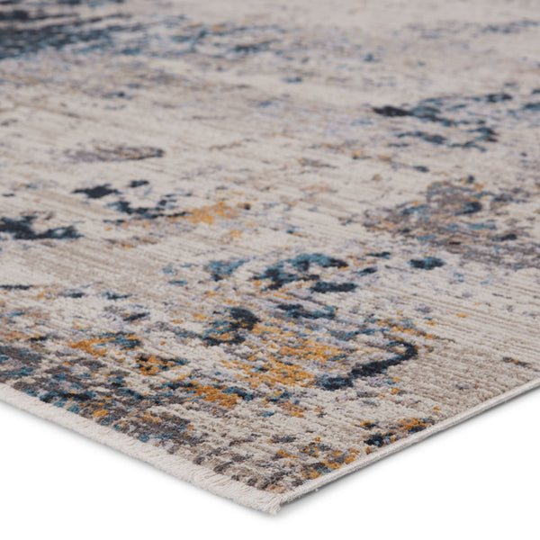 Jaipur Living Vibe by Jaipur Living Terrior Abstract Polyester Rug Vintage Distressed Textural Room Blue/Gold 3'X8' RUG151509