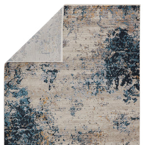 Jaipur Living Vibe by Jaipur Living Terrior Abstract Polyester Rug Vintage Distressed Textural Room Blue/Gold 3'X8' RUG151509