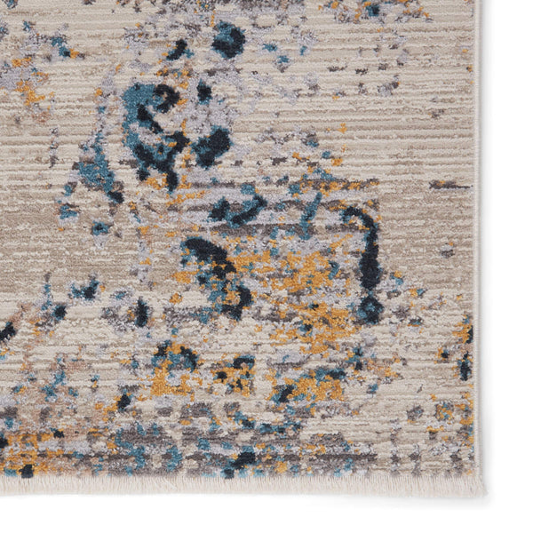Jaipur Living Vibe by Jaipur Living Terrior Abstract Polyester Rug Vintage Distressed Textural Room Blue/Gold 3'X8' RUG151509