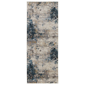 Jaipur Living Vibe by Jaipur Living Terrior Abstract Polyester Rug Vintage Distressed Textural Room Blue/Gold 3'X8' RUG151509