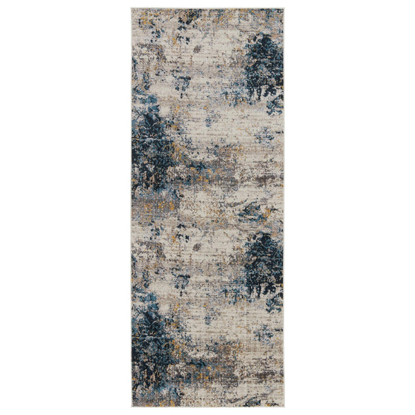 Jaipur Living Vibe by Jaipur Living Terrior Abstract Polyester Rug Vintage Distressed Textural Room Blue/Gold 3'X8' RUG151509