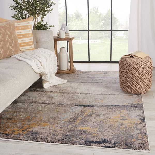 Jaipur Living Vibe by Jaipur Living Trevena Abstract Polyester Area Rug with High-low Textured Pile Gray 3'X8' RUG151512