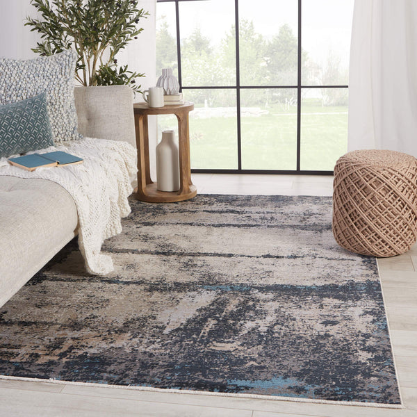 Jaipur Living Vibe by Jaipur Living Trevena Abstract Polyester Area Rug with High-low Textured Pile Blue 3'X8' RUG151513