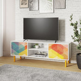 Retro 57.87 TV Stand in White and Multi Color Red, Yellow, Blue TV-315AMC132 Manhattan Comfort