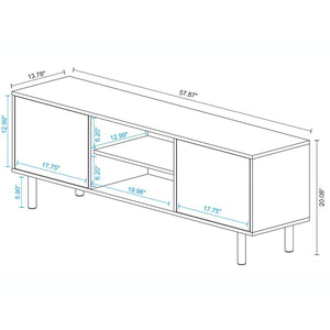 Retro 57.87 TV Stand in White and Multi Color Red, Yellow, Blue TV-315AMC132 Manhattan Comfort