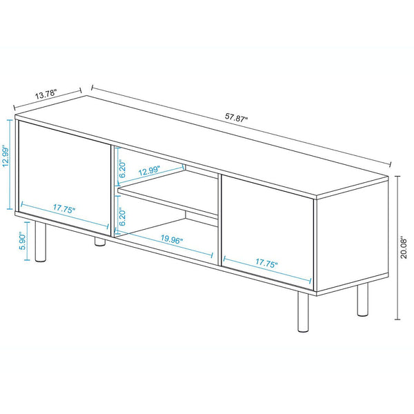 Retro 57.87 TV Stand in White and Multi Color Red, Yellow, Blue TV-315AMC132 Manhattan Comfort