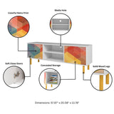 Retro 57.87 TV Stand in White and Multi Color Red, Yellow, Blue TV-315AMC132 Manhattan Comfort