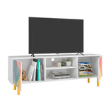 Retro 57.87 TV Stand in White and Multi Color Red, Yellow, Blue TV-315AMC132 Manhattan Comfort