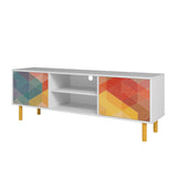 Retro 57.87 TV Stand in White and Multi Color Red, Yellow, Blue TV-315AMC132 Manhattan Comfort