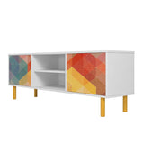 Retro 57.87 TV Stand in White and Multi Color Red, Yellow, Blue TV-315AMC132 Manhattan Comfort