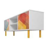 Retro 57.87 TV Stand in White and Multi Color Red, Yellow, Blue TV-315AMC132 Manhattan Comfort