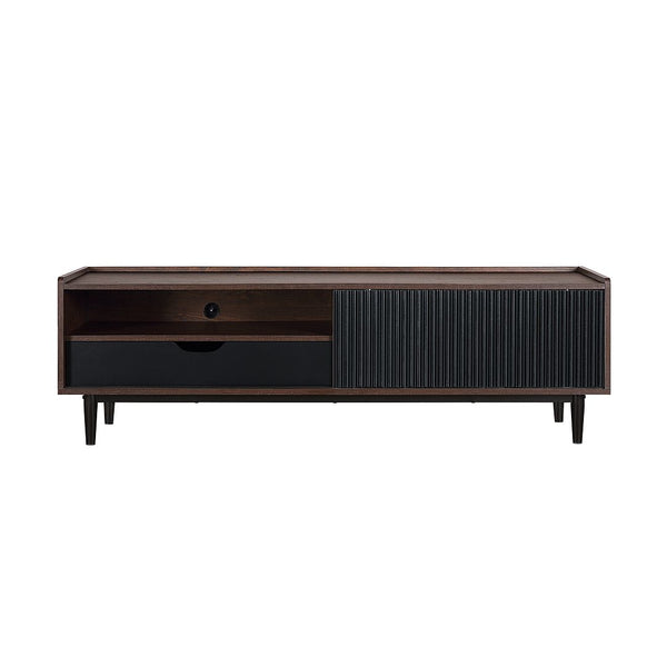 Manhattan Comfort Duane Mid-Century Modern TV Stand Dark Brown and Black TV-8GLF-BK