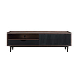 Manhattan Comfort Duane Mid-Century Modern TV Stand Dark Brown and Black TV-8GLF-BK