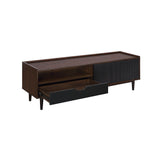 Manhattan Comfort Duane Mid-Century Modern TV Stand Dark Brown and Black TV-8GLF-BK