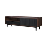 Manhattan Comfort Duane Mid-Century Modern TV Stand Dark Brown and Black TV-8GLF-BK