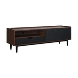 Manhattan Comfort Duane Mid-Century Modern TV Stand Dark Brown and Black TV-8GLF-BK