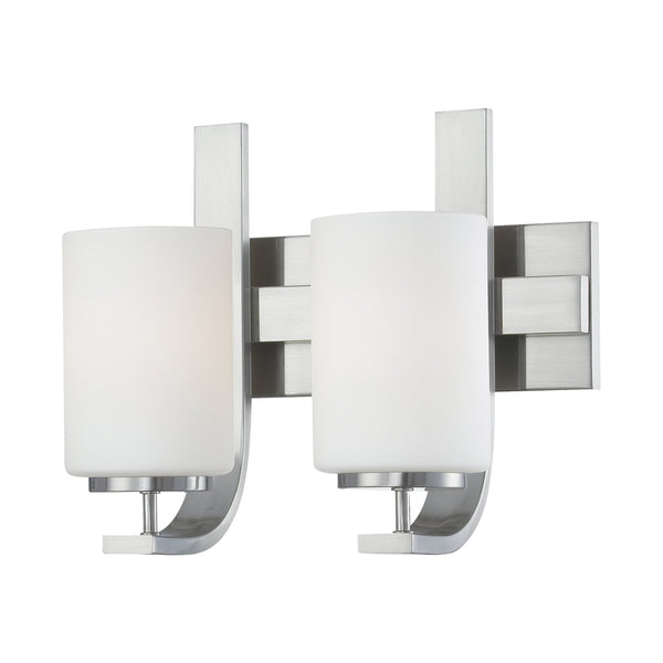 Thomas Lighting Pendenza Brushed Nickel Wall Sconce with Fabric Glass Shade for Bedroom Hallway 2-Light TV0007217