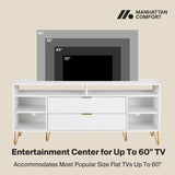 DUMBO 63" TV Stand in White TV001-WH Manhattan Comfort