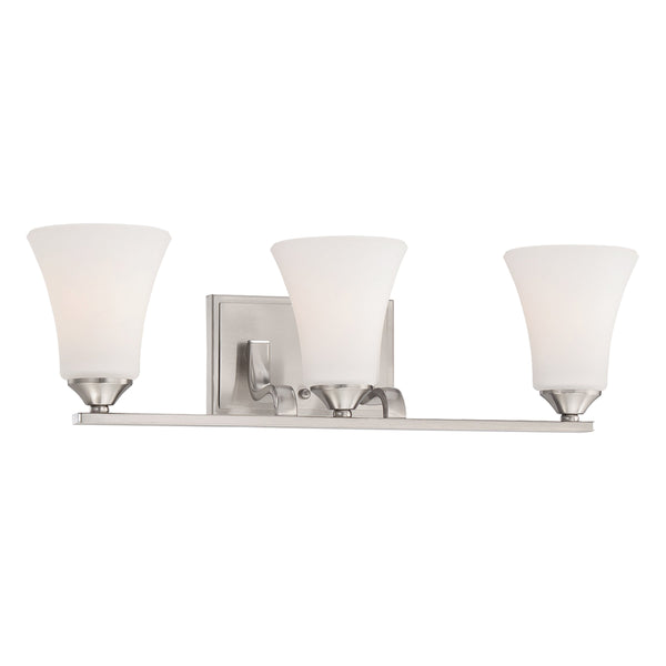 Thomas Lighting Treme Two Light Vanity Fixture with Etched Glass Shades for Modern Bathroom Walls 23 inches Nickel TV0020217