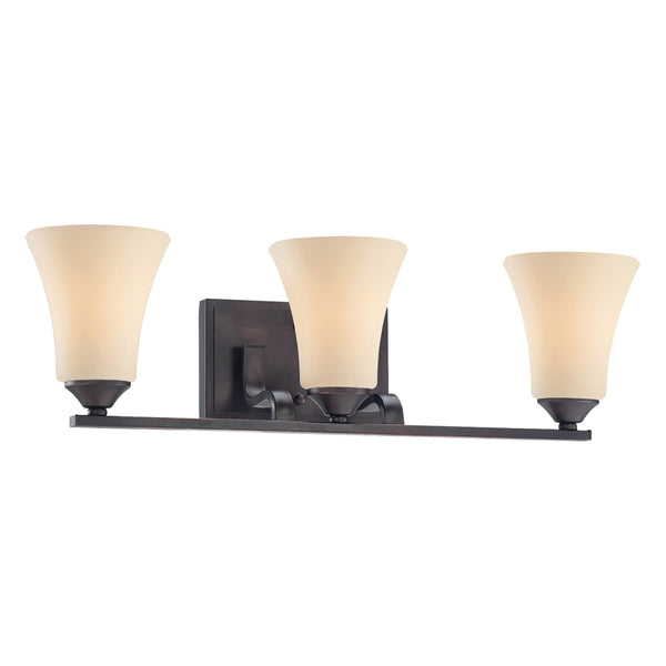 Thomas Lighting Treme Two Light Vanity Fixture with Etched Glass Shades for Modern Bathroom Walls 23 inches Brown TV0020704