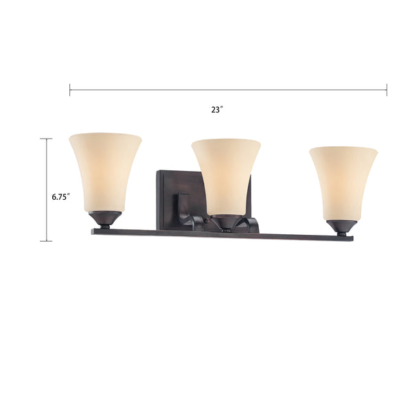 Thomas Lighting Treme Two Light Vanity Fixture with Etched Glass Shades for Modern Bathroom Walls 23 inches Brown TV0020704