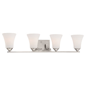 Thomas Lighting Treme Two Light Vanity Fixture with Etched Glass Shades for Modern Bathroom Walls 32 inches Nickel TV0021217