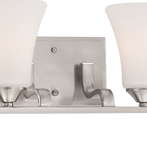 Thomas Lighting Treme Two Light Vanity Fixture with Etched Glass Shades for Modern Bathroom Walls 32 inches Nickel TV0021217