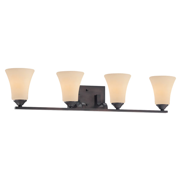 Thomas Lighting Treme Two Light Vanity Fixture with Etched Glass Shades for Modern Bathroom Walls 32 inches Brown TV0021704