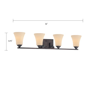 Thomas Lighting Treme Two Light Vanity Fixture with Etched Glass Shades for Modern Bathroom Walls 32 inches Brown TV0021704