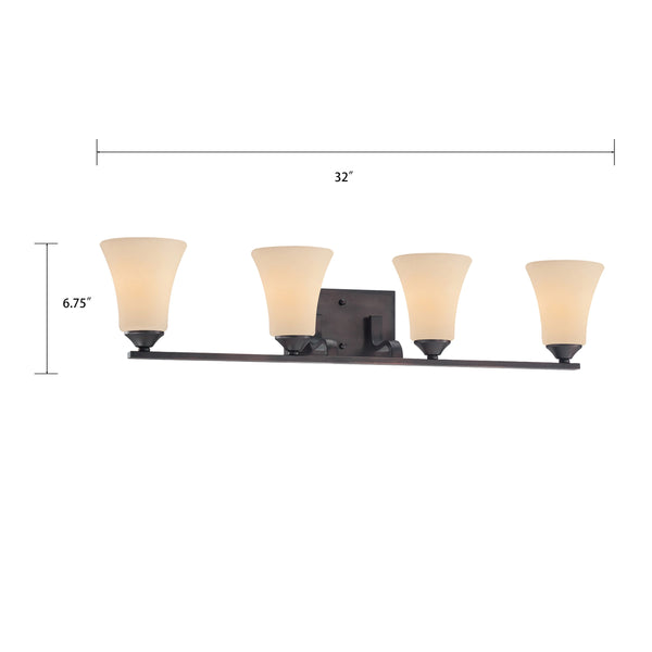 Thomas Lighting Treme Two Light Vanity Fixture with Etched Glass Shades for Modern Bathroom Walls 32 inches Brown TV0021704