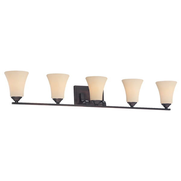 Thomas Lighting Treme Two Light Vanity Fixture with Etched Glass Shades for Modern Bathroom Walls 41 inches Brown TV0022704