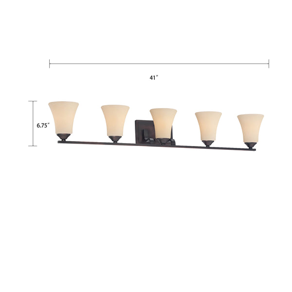 Thomas Lighting Treme Two Light Vanity Fixture with Etched Glass Shades for Modern Bathroom Walls 41 inches Brown TV0022704