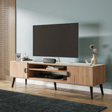 Haley TV Stand 70.9 in Natural & Nude in Natural and Nude TV004-NN Manhattan Comfort