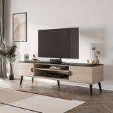 Haley TV Stand 70.9 in White & Black Marble  in White and Black Marble TV004-WB Manhattan Comfort