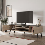 Haley TV Stand 70.9 in White & Black Marble  in White and Black Marble TV004-WB Manhattan Comfort