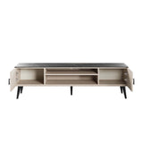 Haley TV Stand 70.9 in White & Black Marble  in White and Black Marble TV004-WB Manhattan Comfort