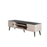 Haley TV Stand 70.9 in White & Black Marble  in White and Black Marble TV004-WB Manhattan Comfort