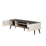 Haley TV Stand 70.9 in White & Black Marble  in White and Black Marble TV004-WB Manhattan Comfort