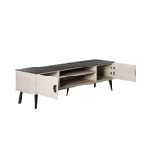 Haley TV Stand 70.9 in White & Black Marble  in White and Black Marble TV004-WB Manhattan Comfort