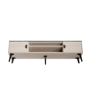 Haley TV Stand 70.9 in White & Black Marble  in White and Black Marble TV004-WB Manhattan Comfort