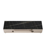 Haley TV Stand 70.9 in White & Black Marble  in White and Black Marble TV004-WB Manhattan Comfort