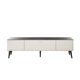 Haley TV Stand 70.9 in White & Black Marble  in White and Black Marble TV004-WB Manhattan Comfort