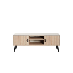 Haley TV Stand 55.10 in Natural & Nude in Natural and Nude TV005-NN Manhattan Comfort