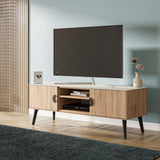 Haley TV Stand 55.10 in Natural & Nude in Natural and Nude TV005-NN Manhattan Comfort