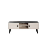 Haley TV Stand 55.10 in White & Black Marble