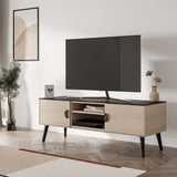 Haley TV Stand 55.10 in White & Black Marble  in White and Black Marble TV005-WB Manhattan Comfort