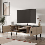 Haley TV Stand 55.10 in White & Black Marble  in White and Black Marble TV005-WB Manhattan Comfort