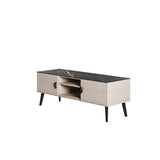 Haley TV Stand 55.10 in White & Black Marble  in White and Black Marble TV005-WB Manhattan Comfort