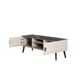 Haley TV Stand 55.10 in White & Black Marble  in White and Black Marble TV005-WB Manhattan Comfort